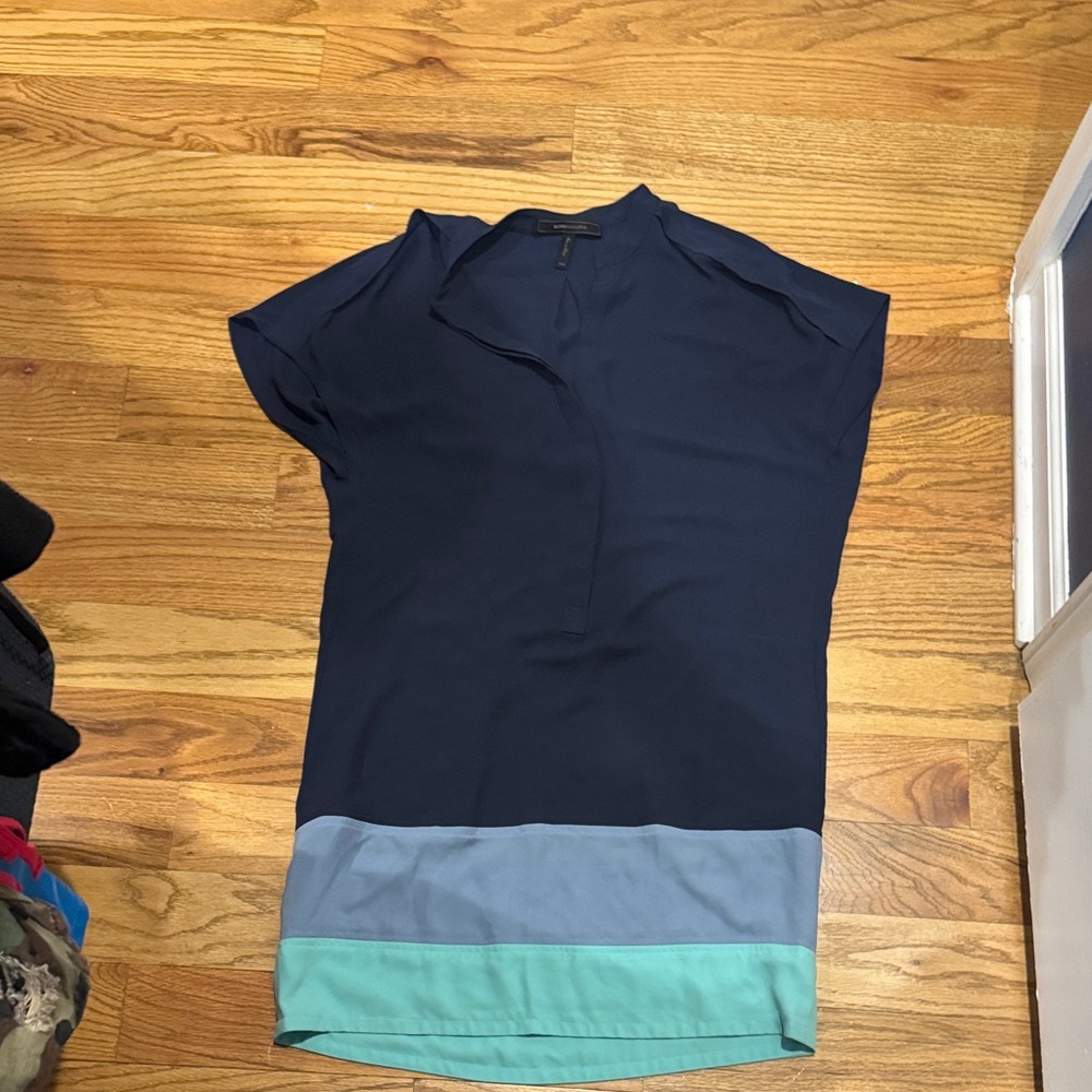 Stylish BCBGMaxazria Navy and Teal Women's Tunic Dress